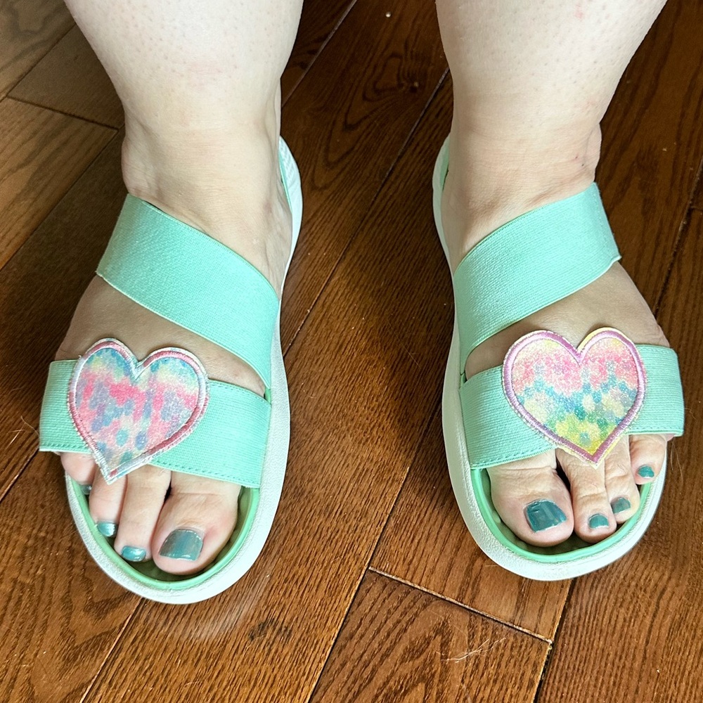CROCS Teal Sandals with Strappy Design and Textured Footbed - Picture 6 of 8